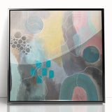 Modern Abstract Painting – Elegant Canvas in Teal, Gold & Soft Pink