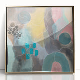 Modern Abstract Painting – Elegant Canvas in Teal, Gold & Soft Pink