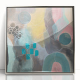 Modern Abstract Painting – Elegant Canvas in Teal, Gold & Soft Pink