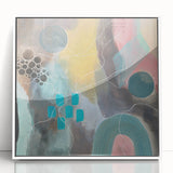 Modern Abstract Painting – Elegant Canvas in Teal, Gold & Soft Pink