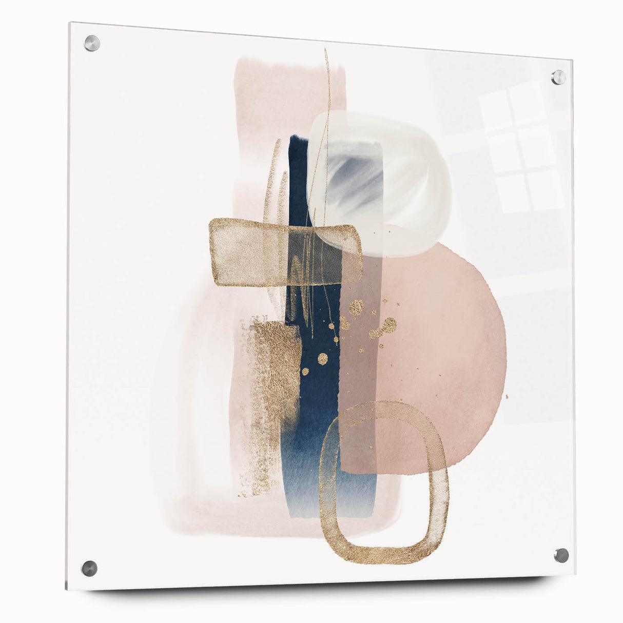 Modern geometric wall decor – navy and blush minimalist canvas art
