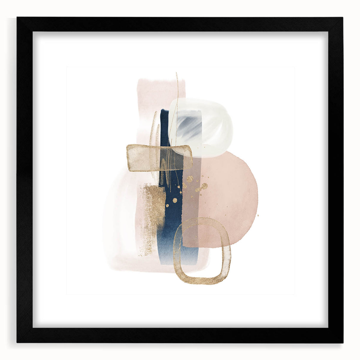 Modern geometric wall decor – navy and blush minimalist canvas art
