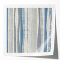 Geometric Abstract Canvas Art – Blue and Gray Wavy Line Texture