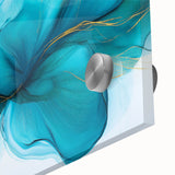 Teal & Gold Fluid Abstract Wall Art – Modern Acrylic Canvas Print