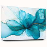 Teal & Gold Fluid Abstract Wall Art – Modern Acrylic Canvas Print