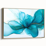 Teal & Gold Fluid Abstract Wall Art – Modern Acrylic Canvas Print