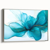 Teal & Gold Fluid Abstract Wall Art – Modern Acrylic Canvas Print