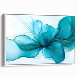 Teal & Gold Fluid Abstract Wall Art – Modern Acrylic Canvas Print