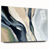 Large Modern Art Piece - Beige and Black Abstract Canvas