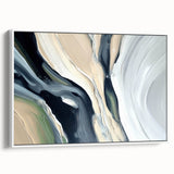Large Modern Art Piece - Beige and Black Abstract Canvas