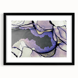 Contemporary Fluid Art Piece – Lilac & Gold Ink Style Canvas