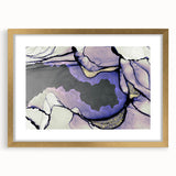 Contemporary Fluid Art Piece – Lilac & Gold Ink Style Canvas