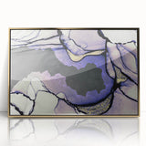 Contemporary Fluid Art Piece – Lilac & Gold Ink Style Canvas