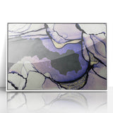 Contemporary Fluid Art Piece – Lilac & Gold Ink Style Canvas