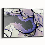Contemporary Fluid Art Piece – Lilac & Gold Ink Style Canvas