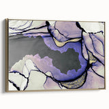Contemporary Fluid Art Piece – Lilac & Gold Ink Style Canvas