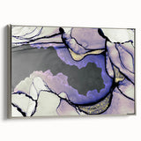 Contemporary Fluid Art Piece – Lilac & Gold Ink Style Canvas