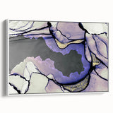 Contemporary Fluid Art Piece – Lilac & Gold Ink Style Canvas