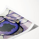 Contemporary Fluid Art Piece – Lilac & Gold Ink Style Canvas