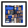 Earthen Harmony Abstracts – Geometric Blue and Orange Wall Art Print