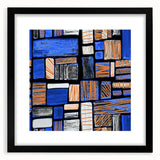 Earthen Harmony Abstracts – Geometric Blue and Orange Wall Art Print