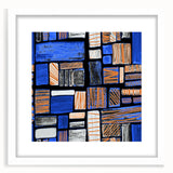 Earthen Harmony Abstracts – Geometric Blue and Orange Wall Art Print
