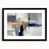 Contemporary Canvas Print - Navy Blue and Beige Abstract Art