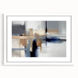 Contemporary Canvas Print - Navy Blue and Beige Abstract Art
