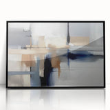 Contemporary Canvas Print - Navy Blue and Beige Abstract Art