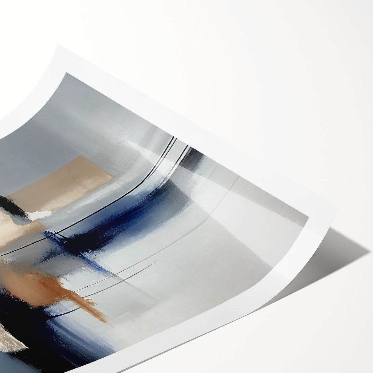 Contemporary Canvas Print - Navy Blue and Beige Abstract Art