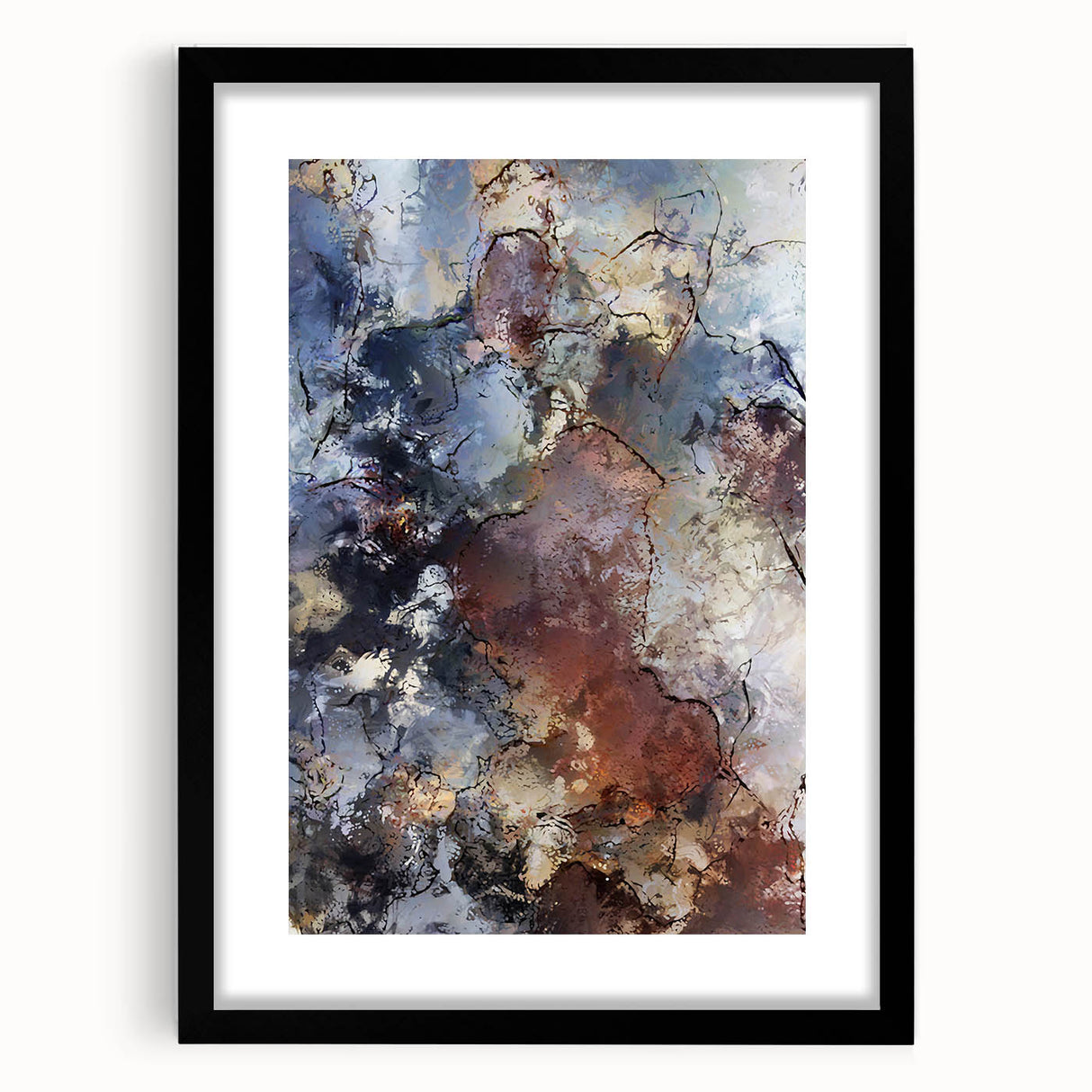 Earthen Harmony Abstracts – Moody Blue and Brown Modern Wall Art