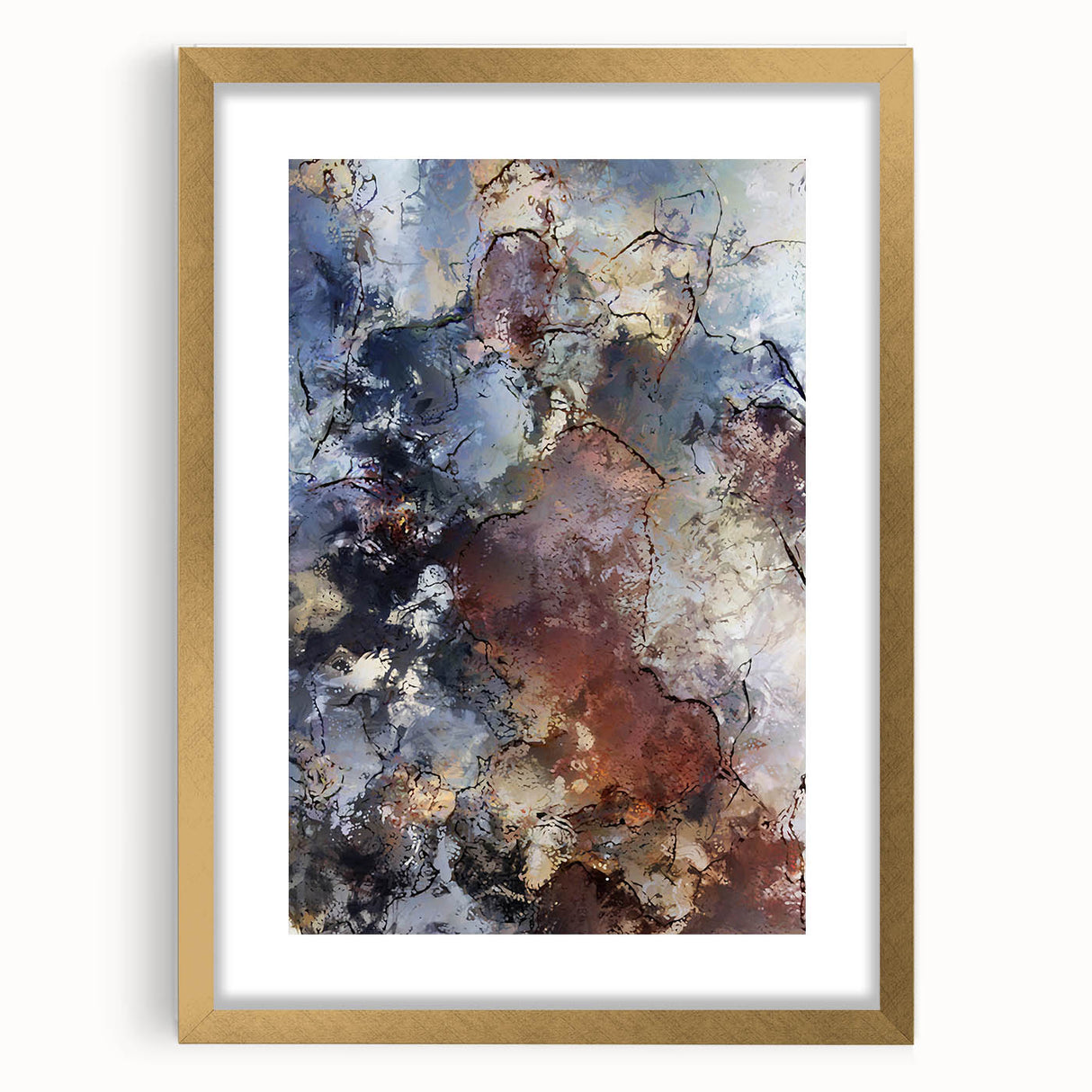 Earthen Harmony Abstracts – Moody Blue and Brown Modern Wall Art
