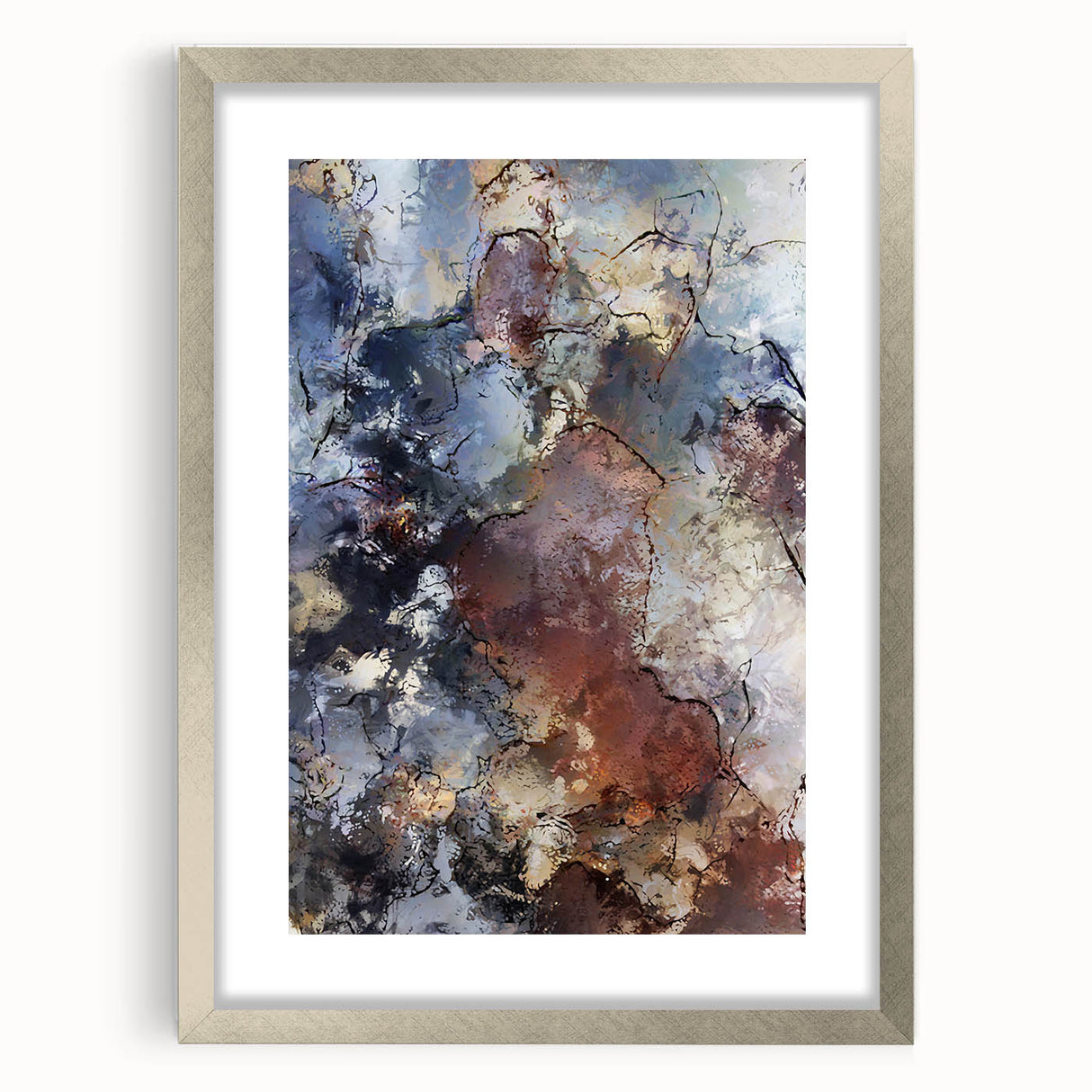 Earthen Harmony Abstracts – Moody Blue and Brown Modern Wall Art