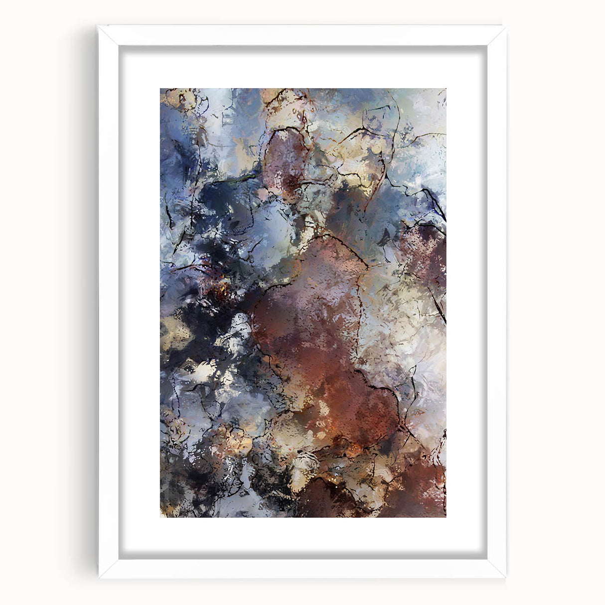 Earthen Harmony Abstracts – Moody Blue and Brown Modern Wall Art