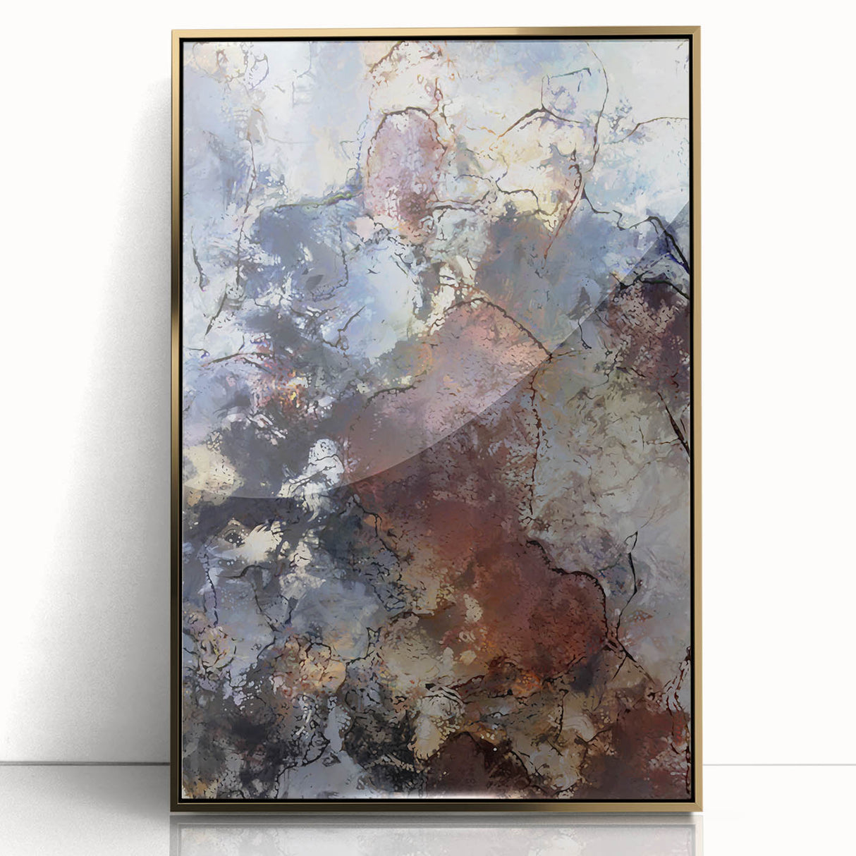 Earthen Harmony Abstracts – Moody Blue and Brown Modern Wall Art