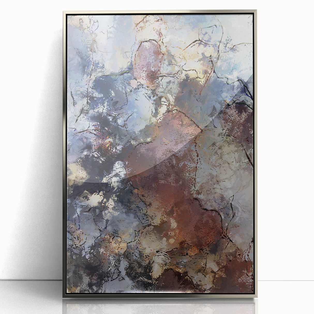 Earthen Harmony Abstracts – Moody Blue and Brown Modern Wall Art