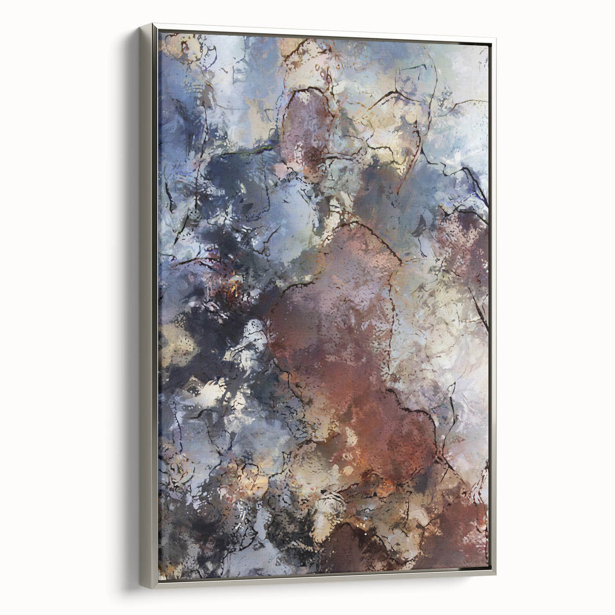 Earthen Harmony Abstracts – Moody Blue and Brown Modern Wall Art