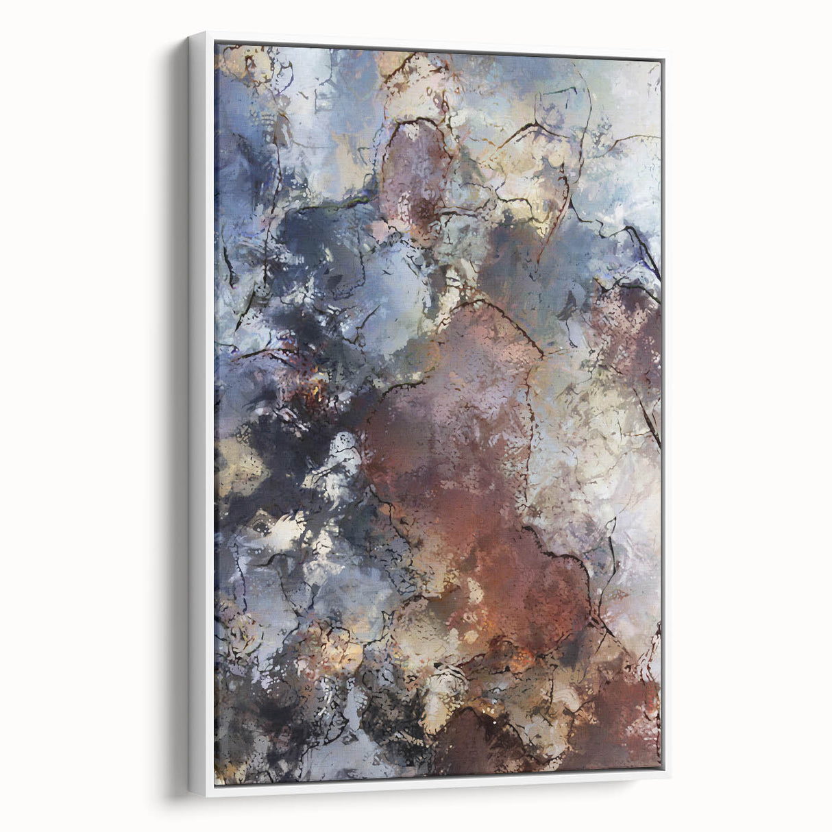 Earthen Harmony Abstracts – Moody Blue and Brown Modern Wall Art