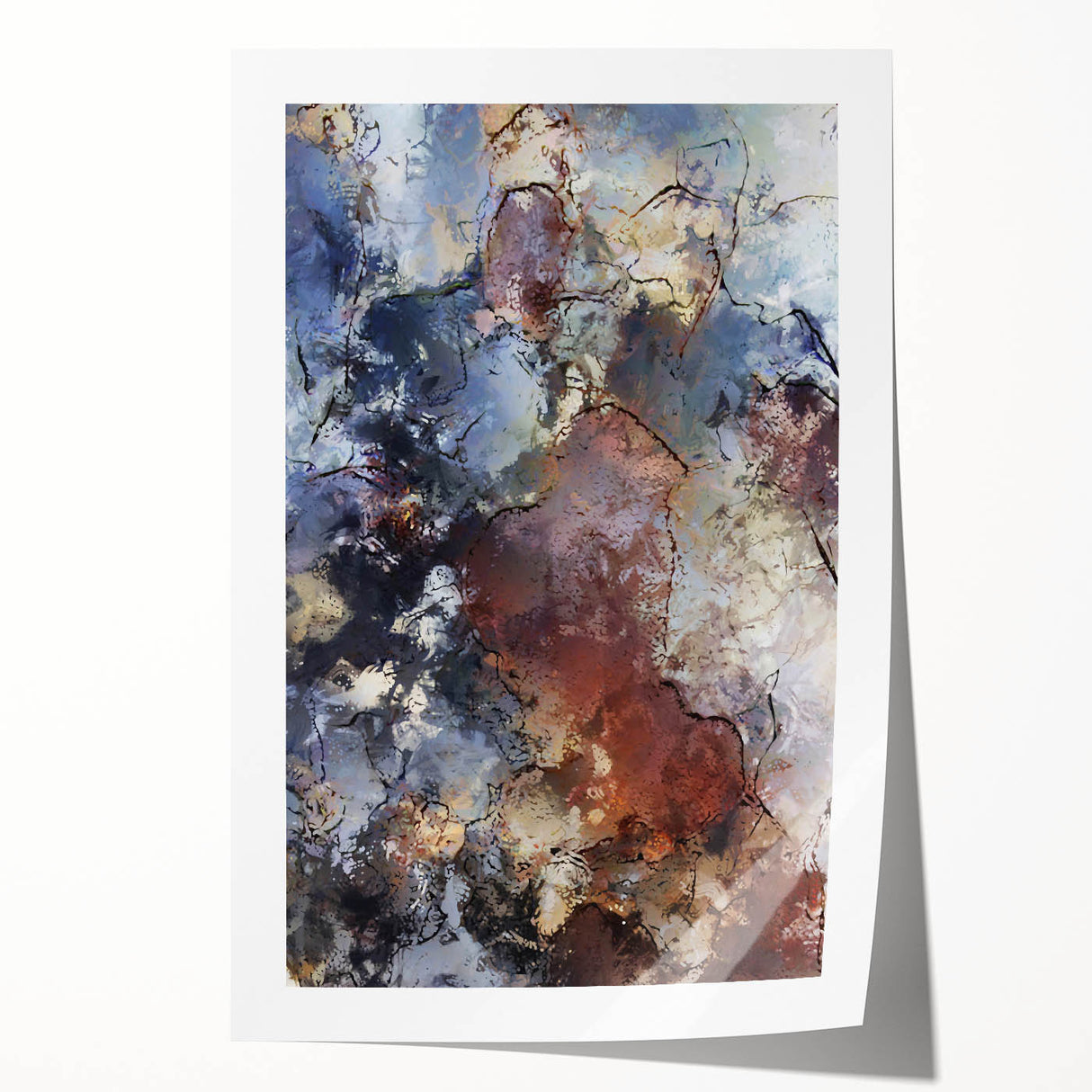 Earthen Harmony Abstracts – Moody Blue and Brown Modern Wall Art