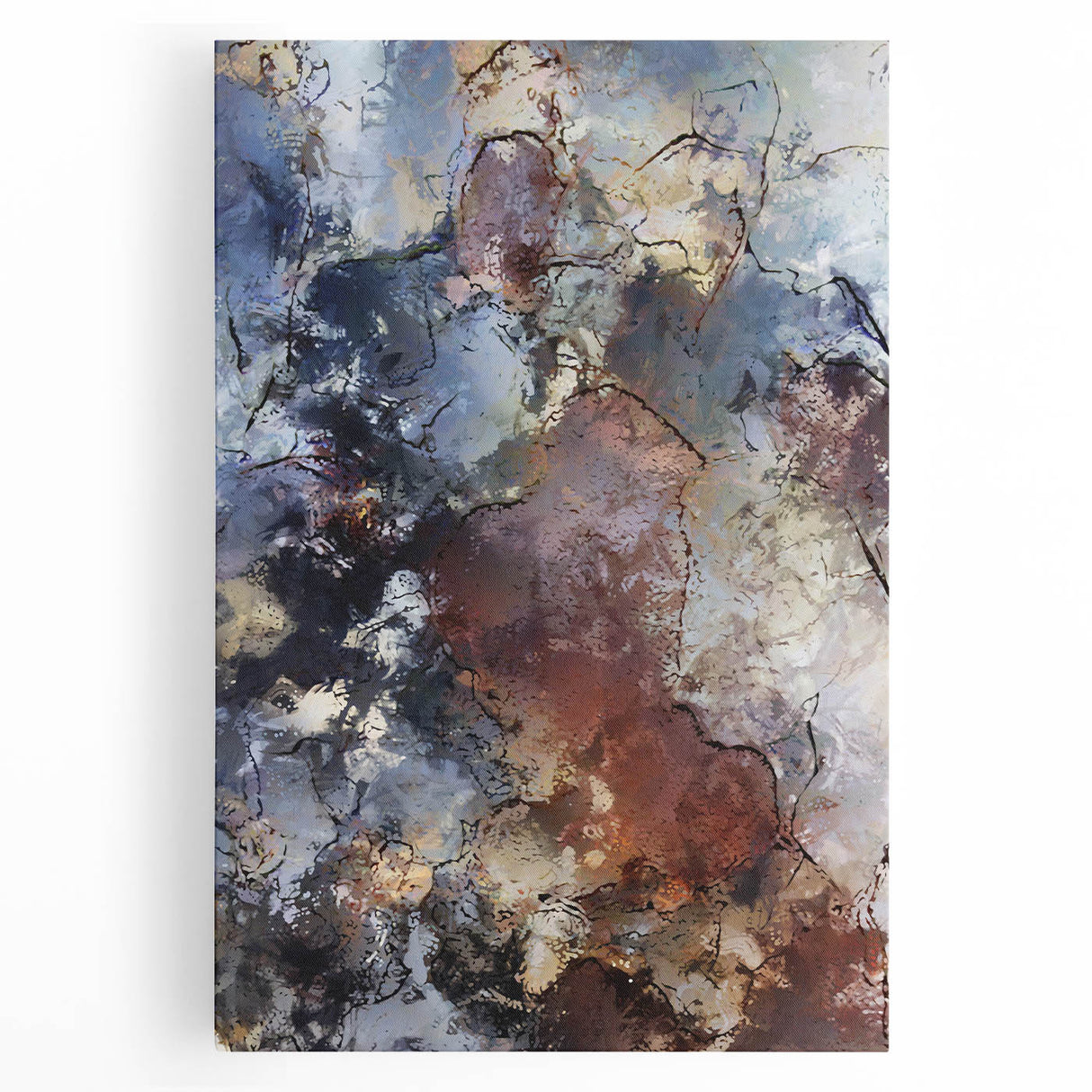 Earthen Harmony Abstracts – Moody Blue and Brown Modern Wall Art