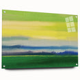 Contemporary Minimalist Nature Art – Green Field Under Yellow Sky