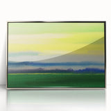 Contemporary Minimalist Nature Art – Green Field Under Yellow Sky