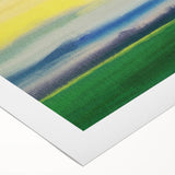 Contemporary Minimalist Nature Art – Green Field Under Yellow Sky