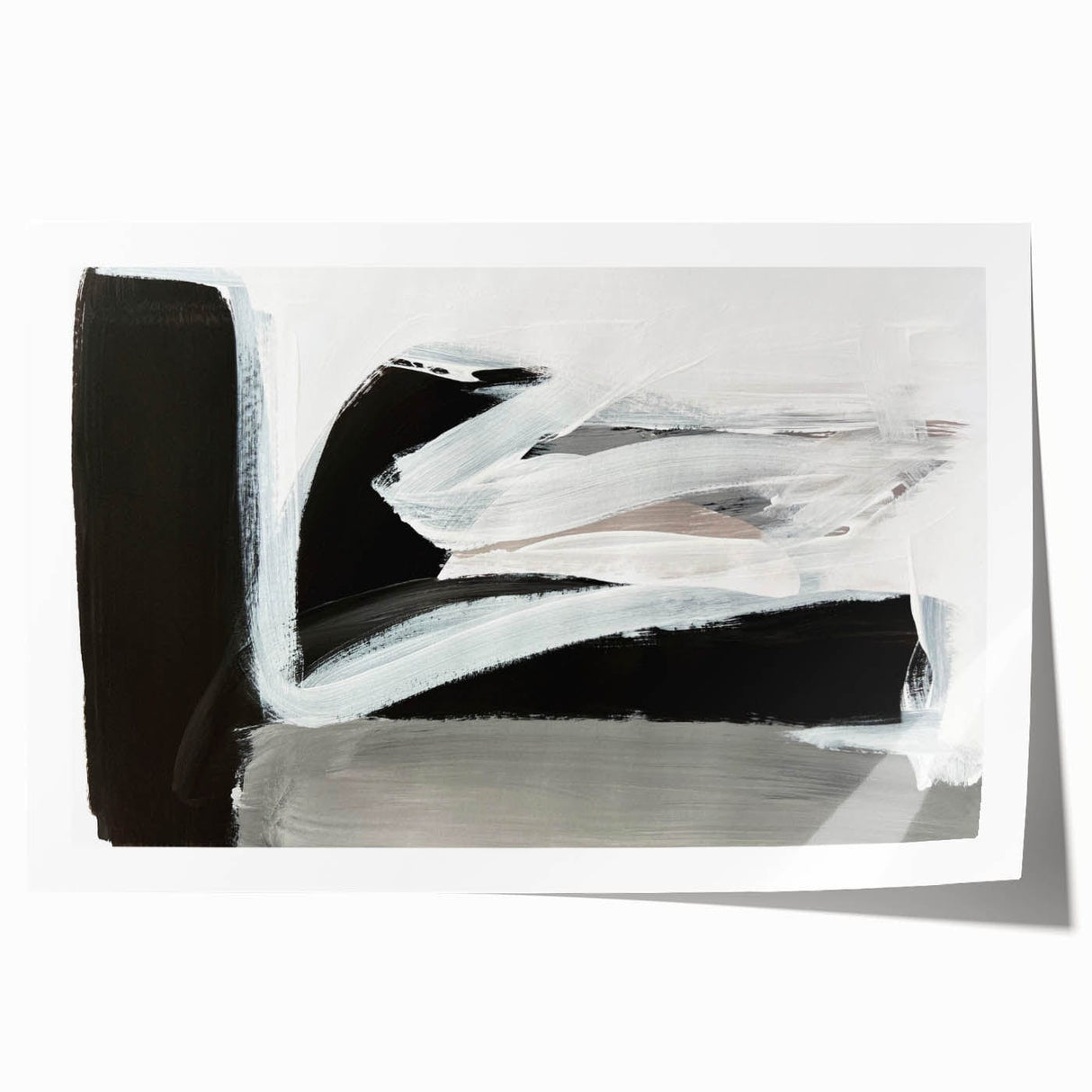 Large Abstract Wall Art – Monochrome Modern Painting in Gray & White