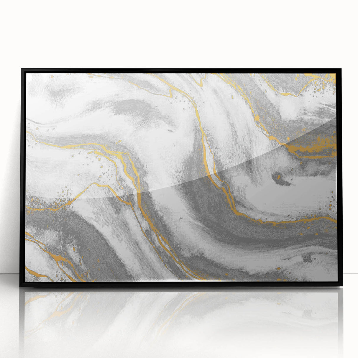 Textured Acrylic Wall Art – Silver, Gray, and Gold Marble Effect