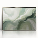 Neutral Green Abstract Fluid Canvas Art - Fluid Acrylic Wall Decor