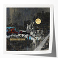 Midnight Cityscape Drama – Bold Abstract Wall Art with Gold Detail