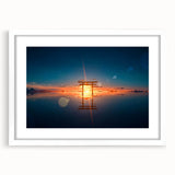 Minimalist Coastal Landscape Art – Torii Gate at Sunrise Reflection