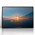 Minimalist Coastal Landscape Art – Torii Gate at Sunrise Reflection