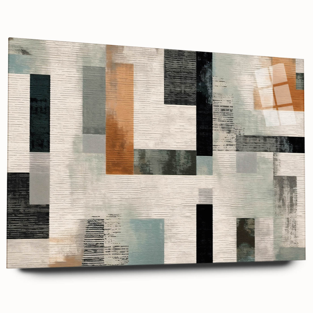Geometric Abstract Painting - Black and Gray Modern Art